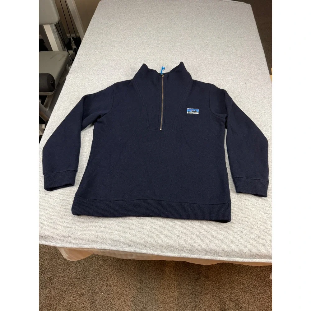 Patagonia M's Woolie Fleece Pullover Worn Wear  Wool Quarter Zip  Navy Mens L